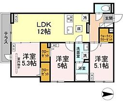 セレスティア西新井II 1階3LDKの間取り