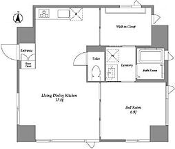 品川港南テラス 4階1LDKの間取り