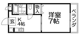 ベルヴェデーレ西牧野 1Kの間取図画像