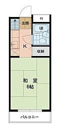 ハイツローネ 2階1Kの間取り