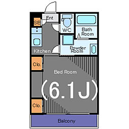 リブリ・アゼリアガーデン 3階1Kの間取り