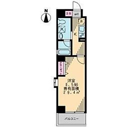 森下ツインキャッスルN棟 5階1Kの間取り