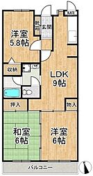 メゾンルミエール 2階3DKの間取り