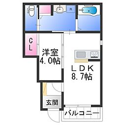 Solis北新 1LDKの間取図画像