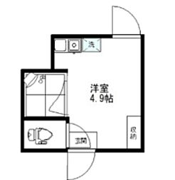 アーバンプレイスV坂上B 1階ワンルームの間取り