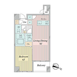 クエスタ高輪 3階1LDKの間取り