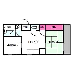メゾンサンライズ 2DKの間取図画像