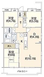 ナイスアーバン船堀 7階3LDKの間取り