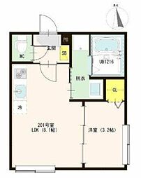 ハーモニーテラス仲六郷 1LDKの間取図画像