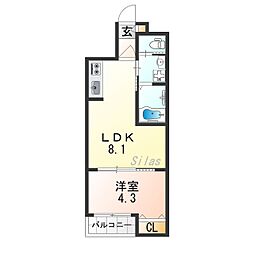 大阪市大正区泉尾1丁目アパート 1LDKの間取図画像