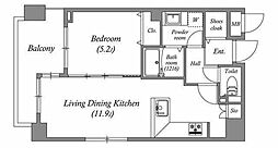 白金台アパートメント 4階1LDKの間取り