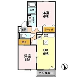 コージーコートKB棟 2DKの間取図画像