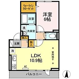 コージーコート・F 2階1LDKの間取り