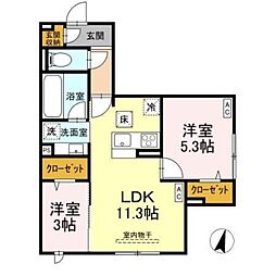 D-ROOM 原町田 2LDKの間取図画像
