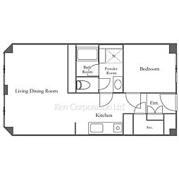 赤坂パークハウス 6階1LDKの間取り