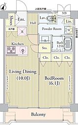 アンソレイユ氷川台 4階1LDKの間取り