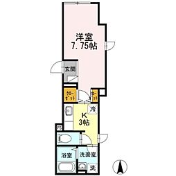 uccello 1階1Kの間取り