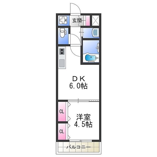 ルガール 我孫子 ｜大阪府大阪市住吉区我孫子１丁目(賃貸アパート1DK・3階・26.09㎡)の写真 その2