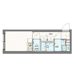 crostone大山 5階ワンルームの間取り