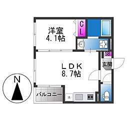 ハーモニーテラス小路東VII 1LDKの間取図画像