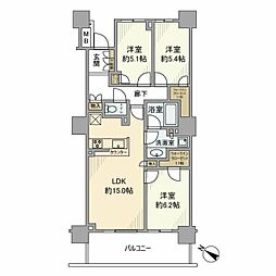 JR横浜線 橋本駅 徒歩11分の賃貸マンション 4階3LDKの間取り