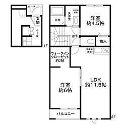LANAIHOUSENOAH 2LDKの間取図画像