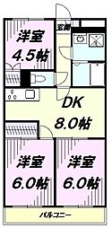 ルネサンス21 3DKの間取図画像