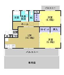カメリアハウス 101 1階2LDKの間取り