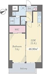 プライムコート立川 10階1LDKの間取り