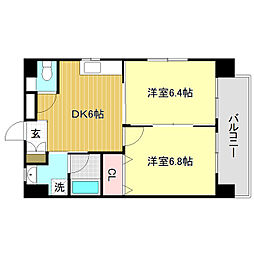グレイス北久保 2DKの間取図画像