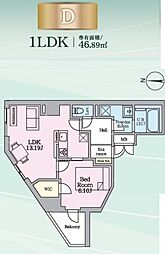 Daiwaグレイスメゾン亀戸 1DKの間取図画像