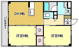 ナビオハイツ 2DKの間取図画像