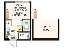 ファーストハウス北新宿 ワンルームの間取図画像