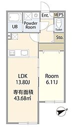 エテルノヴァローレ川越 1LDKの間取図画像