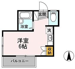 メゾンファインIII 1階ワンルームの間取り