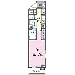 ヒカルサ西所沢ノース 1Kの間取図画像