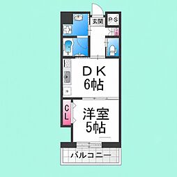住吉橋ポルト 1DKの間取図画像