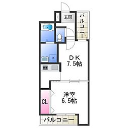 フジパレス清水丘2番館 1DKの間取図画像