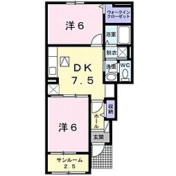 ル・ボヌール 2DKの間取図画像