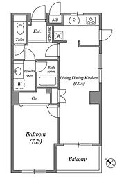 白金台アパートメント 4階1LDKの間取り