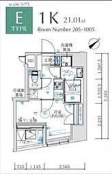MAXIV国立矢川 1Kの間取図画像