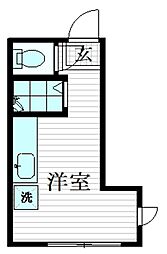 ルームズ中野 A棟 1階ワンルームの間取り