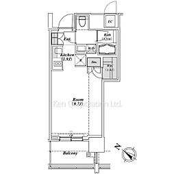 ザ六本木東京クラブレジデンス ワンルームの間取図画像