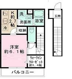 ルミナージュ新中野 2階1Kの間取り