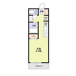 珀 203 2階ワンルームの間取り