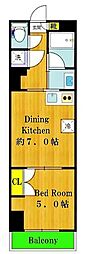 Evergreen 1DKの間取図画像