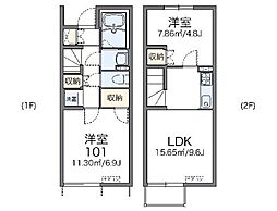 レオネクストハピネス大谷 2LDKの間取図画像
