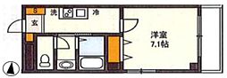 第66シンエイビル 1Kの間取図画像