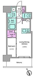 ワンルーフフラット門前仲町 1LDKの間取図画像