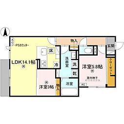 Osaka Metro今里筋線 新森古市駅 徒歩6分の賃貸アパート 1階2LDKの間取り